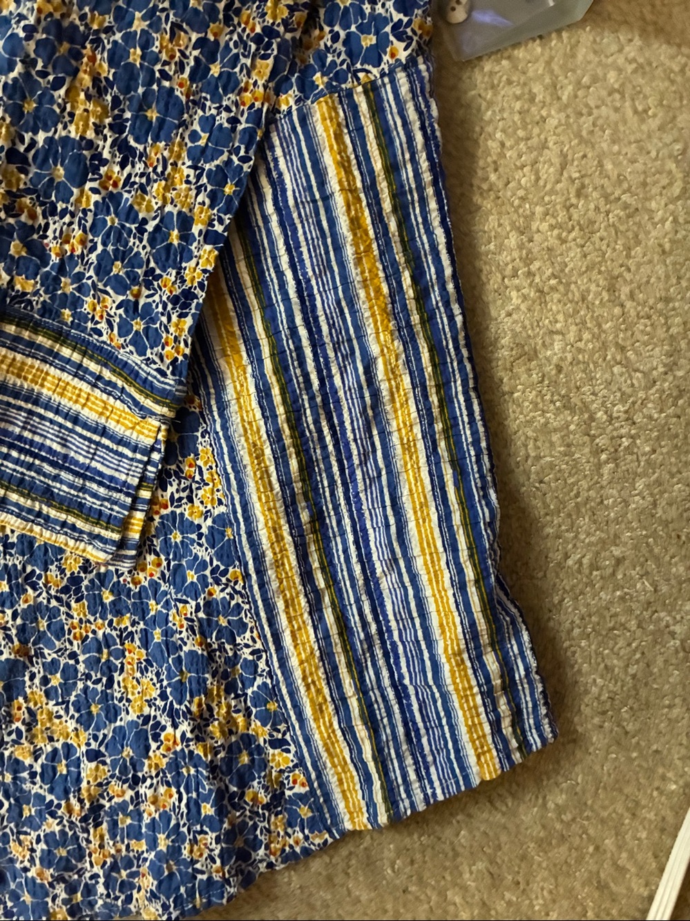 Blue and Yellow Floral Button-Up women’s shirt - Picture 5 of 8